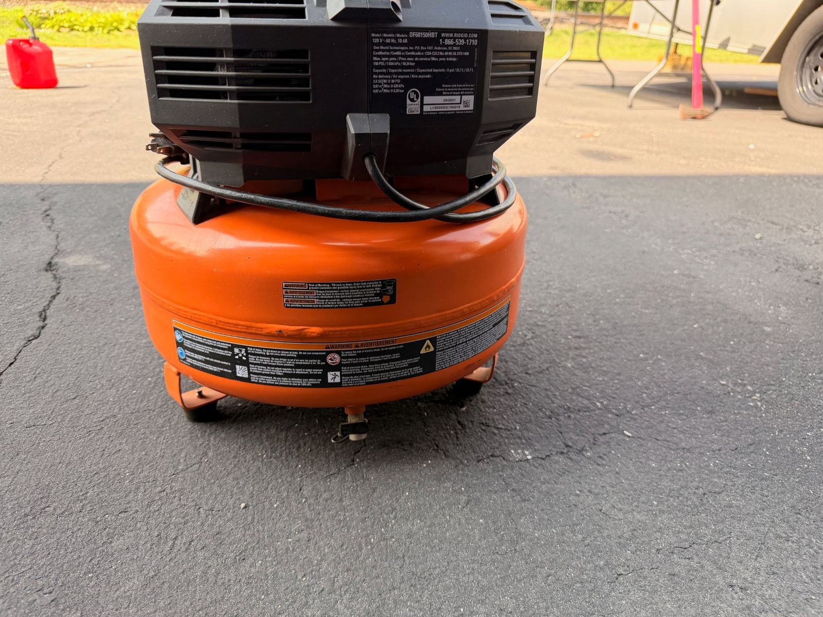 RIDGID 6 Gallon Pancake Air Compressor 150 PSI OF60150HBT